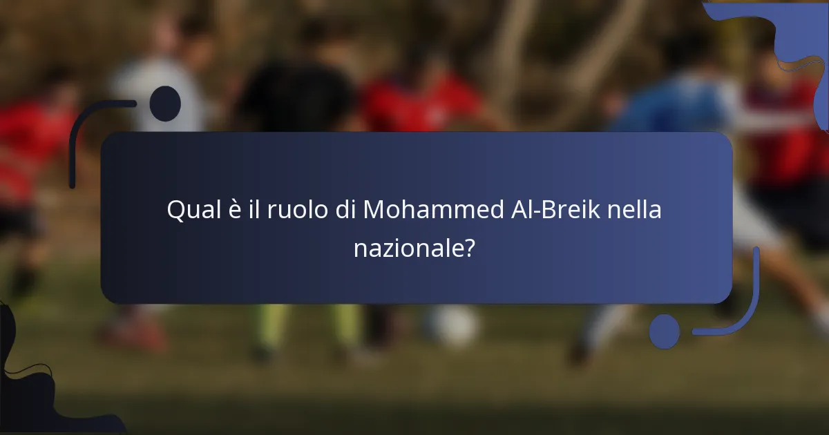 Qual è il ruolo di Mohammed Al-Breik nella nazionale?