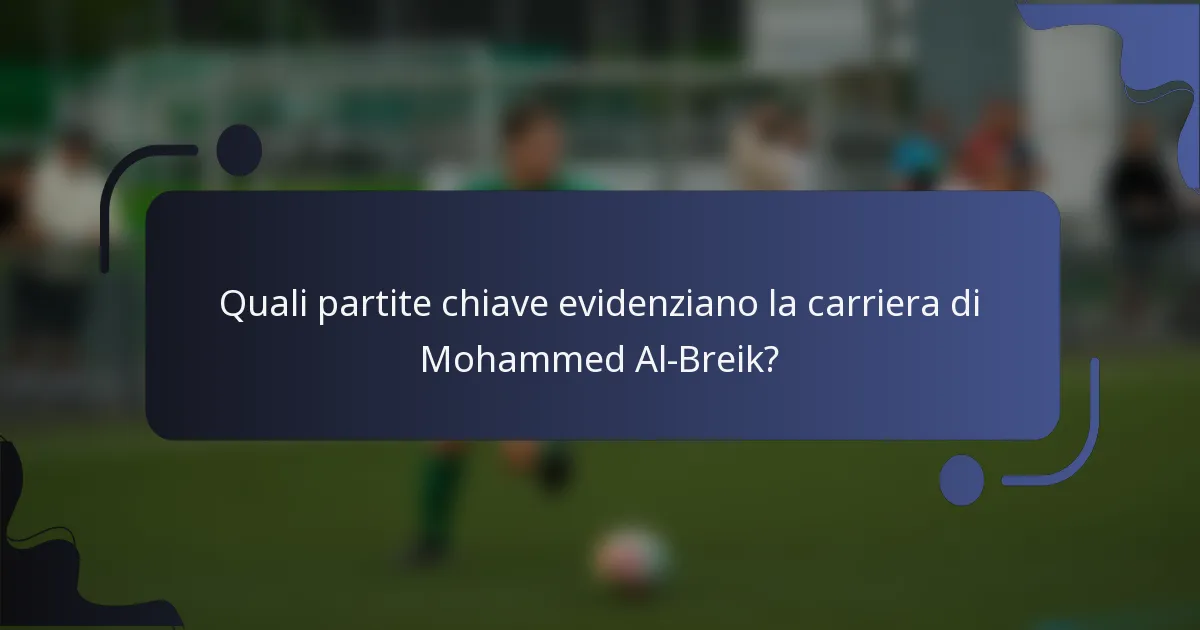 Quali partite chiave evidenziano la carriera di Mohammed Al-Breik?