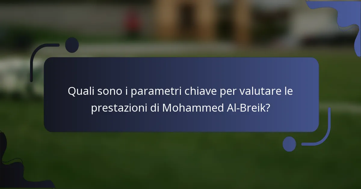 Quali sono i parametri chiave per valutare le prestazioni di Mohammed Al-Breik?