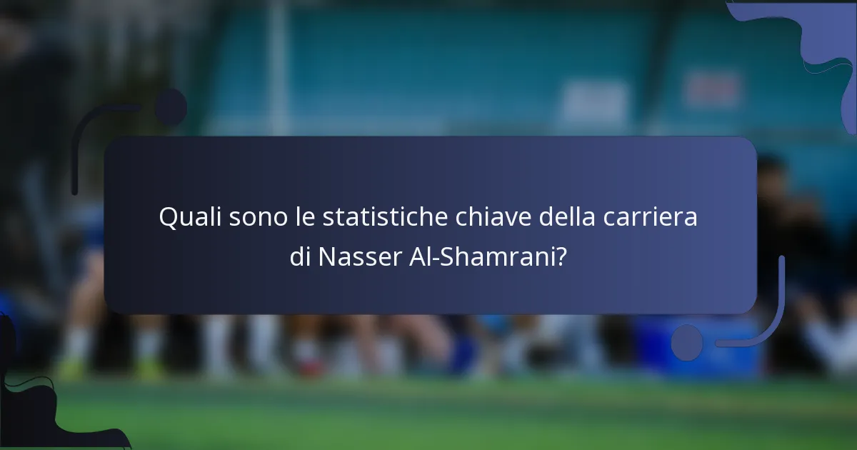 Quali sono le statistiche chiave della carriera di Nasser Al-Shamrani?